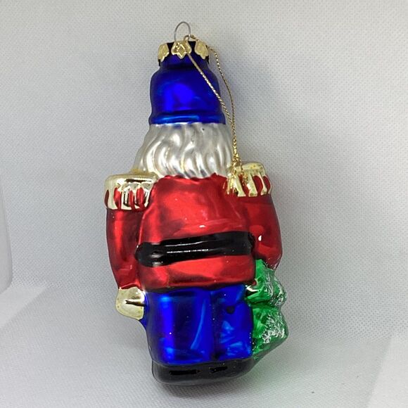Vtg Montgomery Ward Soldier Nutcracker Soldier Holding Tree Bell Glass Ornament - Picture 5 of 16